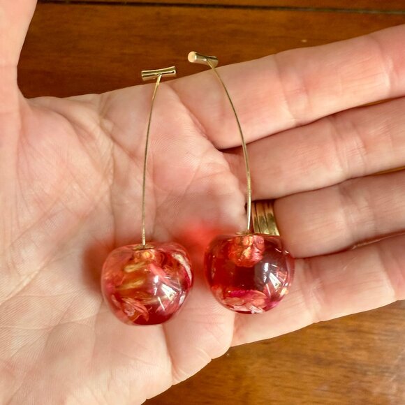 NEW Cherry Gold Drop Earrings - Picture 3 of 6